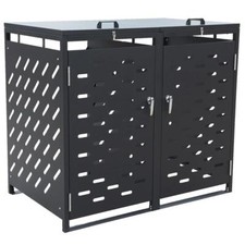 Mülltonnenbox Müllbox Mülltonnenverkleidung 2 Türen Box Anthrazit mit Deckel