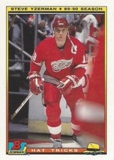 1990 Topps Bowman Hat Trick NHL Hockey #5 of 22 Steve Yzerman Detroit Red Wings