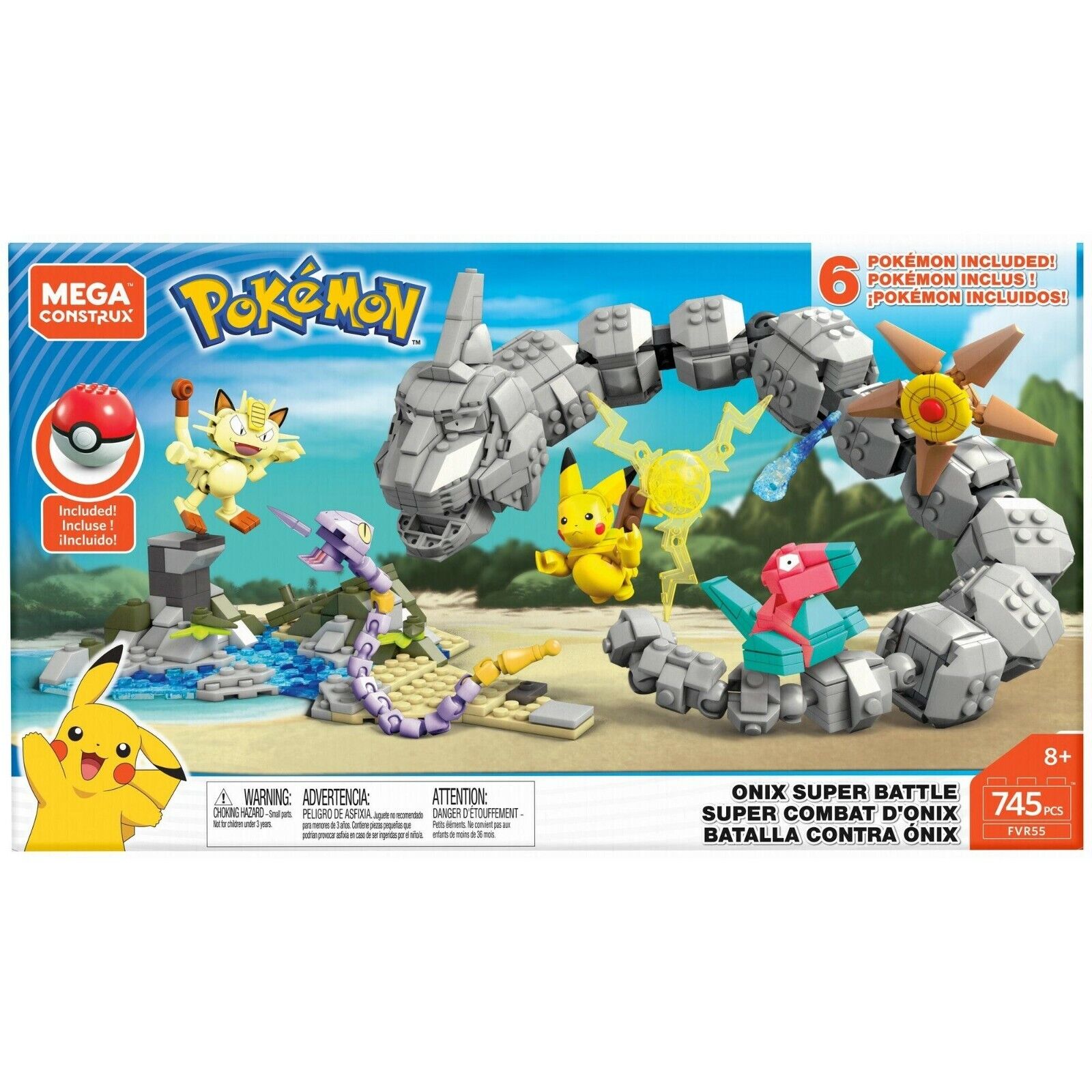 BNIB Onix Super Battle Mega Construx Pokemon Meowth Ekans Staryu Pikachu  Porygon