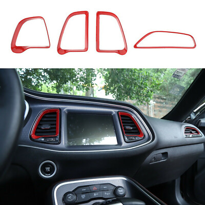 Red Center Console Air Conditioner Vent Trim Ring Bezel For Dodge Challenger 15+