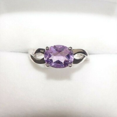 1.69 ct Natural Amethyst Solid Sterling Silver Solitaire Ring- US (9) AU (R 3/4)