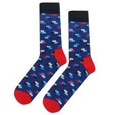 NWT Box Stack Dress Socks Novelty Men 8-12 Blue Crazy Fun Sockfly