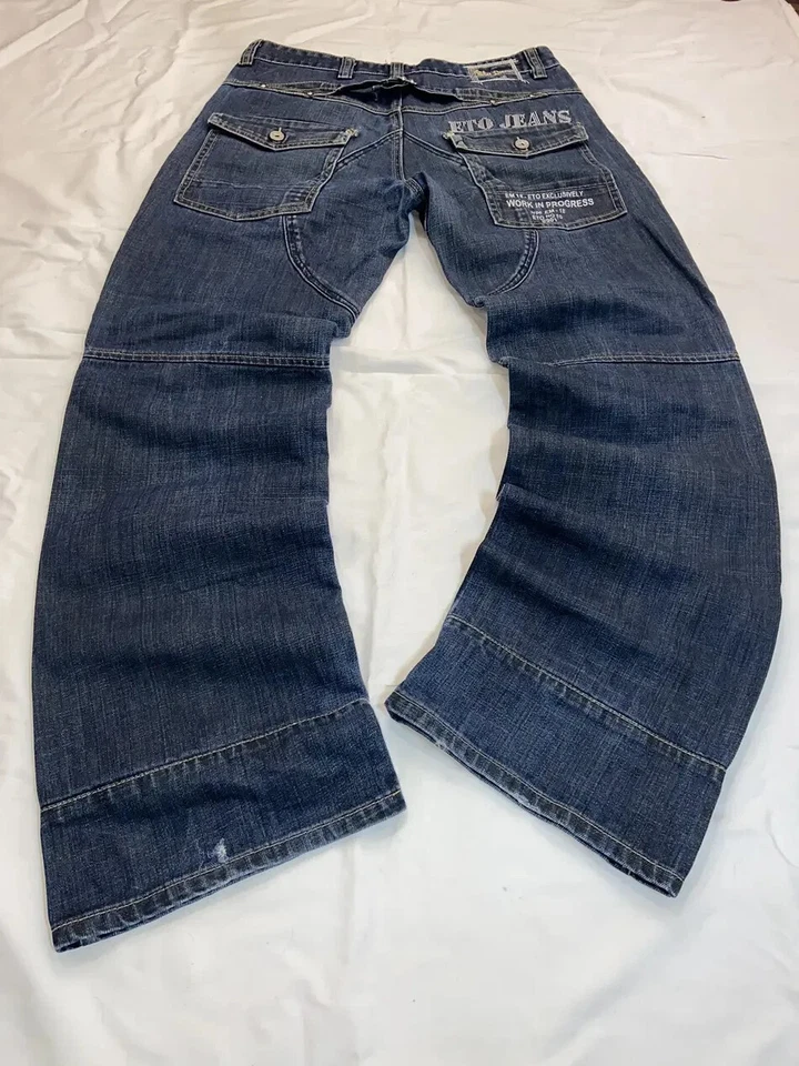 PANTALONES VAQUEROS CON HEBILLA JAPONESA ETO Y2K TALLA 32 RAP ROPA DE CALLE ROPA DE TRABAJO DE SKATE Foto 4 de 4