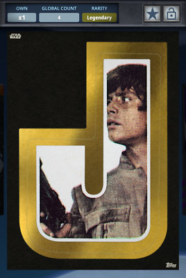 Topps Star Wars Card Trader ESB Letter Sticker Gold Legendary J - Luke Skywalker