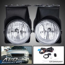 Fit For 03-06 GMC Sierra 1500 2500 3500 Clear Lens Fog Lights+Wiring+Switch Kit