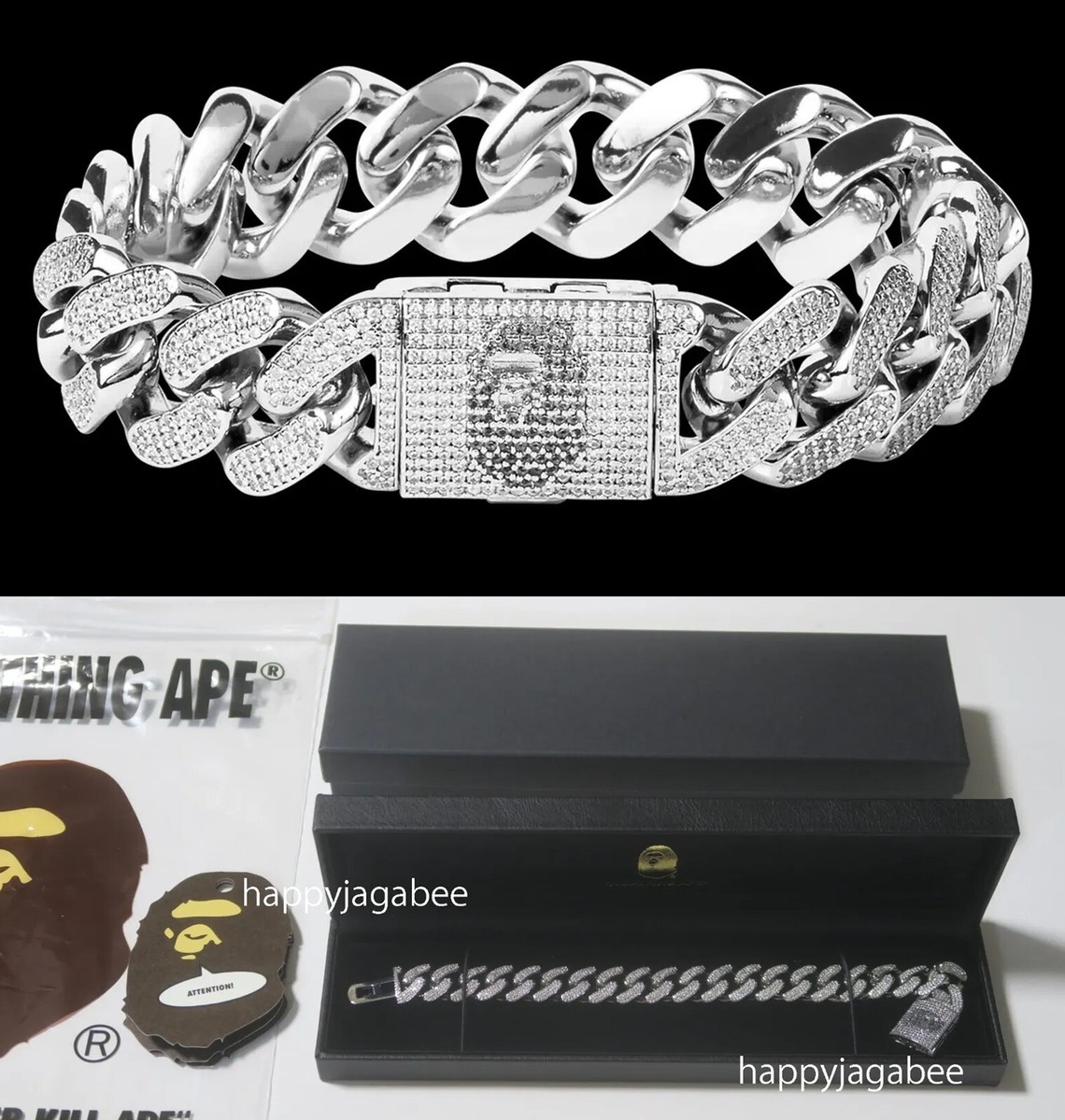 2024 SS A BATHING APE Goods APE HEAD FAT BRACELET Silver 2024 SS A BATHING APE Goods APE HEAD FAT BRACELET Silver