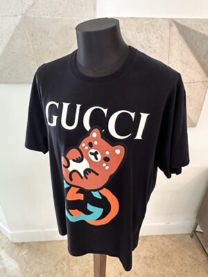 美品 GUCCI グッチ ダブルタイガー Tシャツ オレンジ ブラック サイズL 美品 GUCCI グッチ ダブルタイガー Tシャツ オレンジ ブラック サイズL