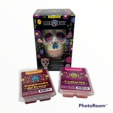 OAK & RYE Day of the Dead Wax Warmer Corona De Flores Halloween & 2 Pkg Wax