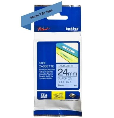 1 RUBANS CASSETTE BROTHER P-touch TZe-551 24mm NOIR SUR BLEU tape type dymo 8M