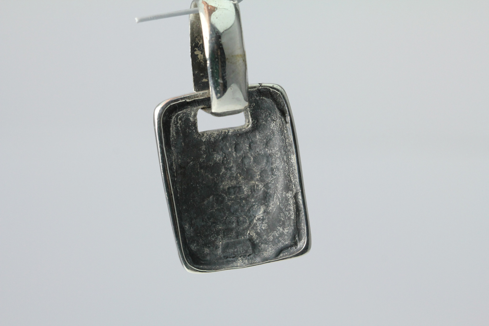 925 SS Large Rectangular Ribbed Pendant with D-Ri… - image 10