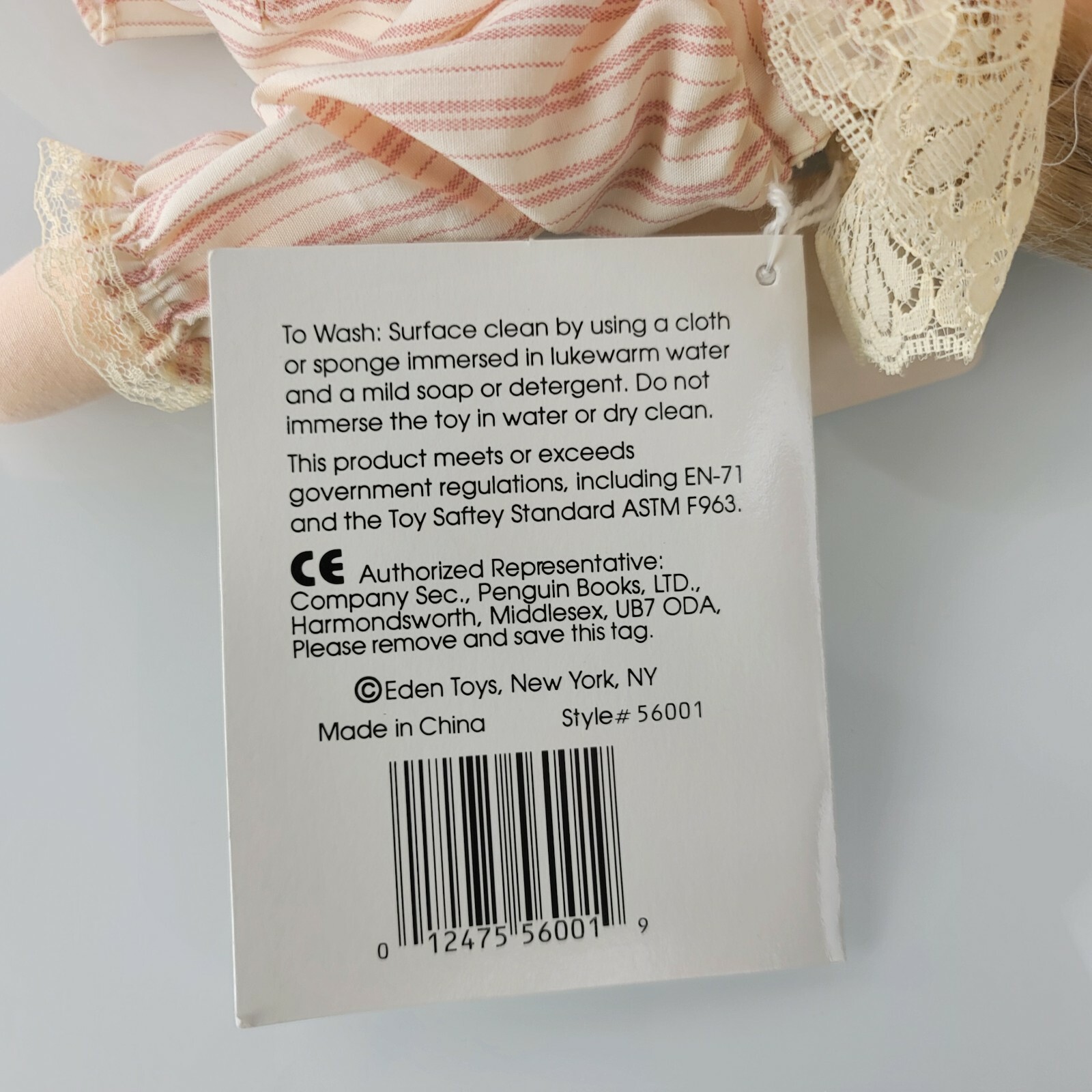 THE SECRET GARDEN Doll and EDEN Gift ~ 15.5" Cloth Doll ~ Eden Toys Inc.