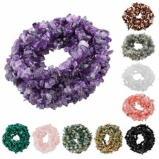 Natural Gemstone Tumbled Chips Stone Drilled Loose Beads Spacer Craft Strand 33"
