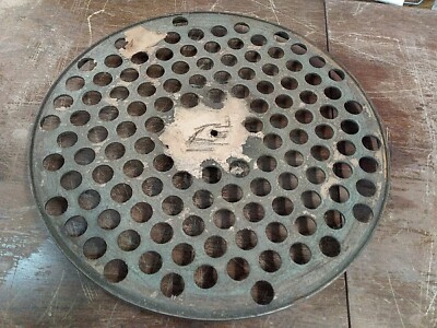 Vintage Antique Metal Grate Circle Steampunk Lamp Base 13 inches across Cast Iro