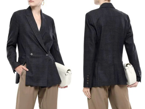 Blazer Femme Brunello Cucinelli Neuf Avec étiquette - Laine Vierge, Double Boutonnage, Taille 42