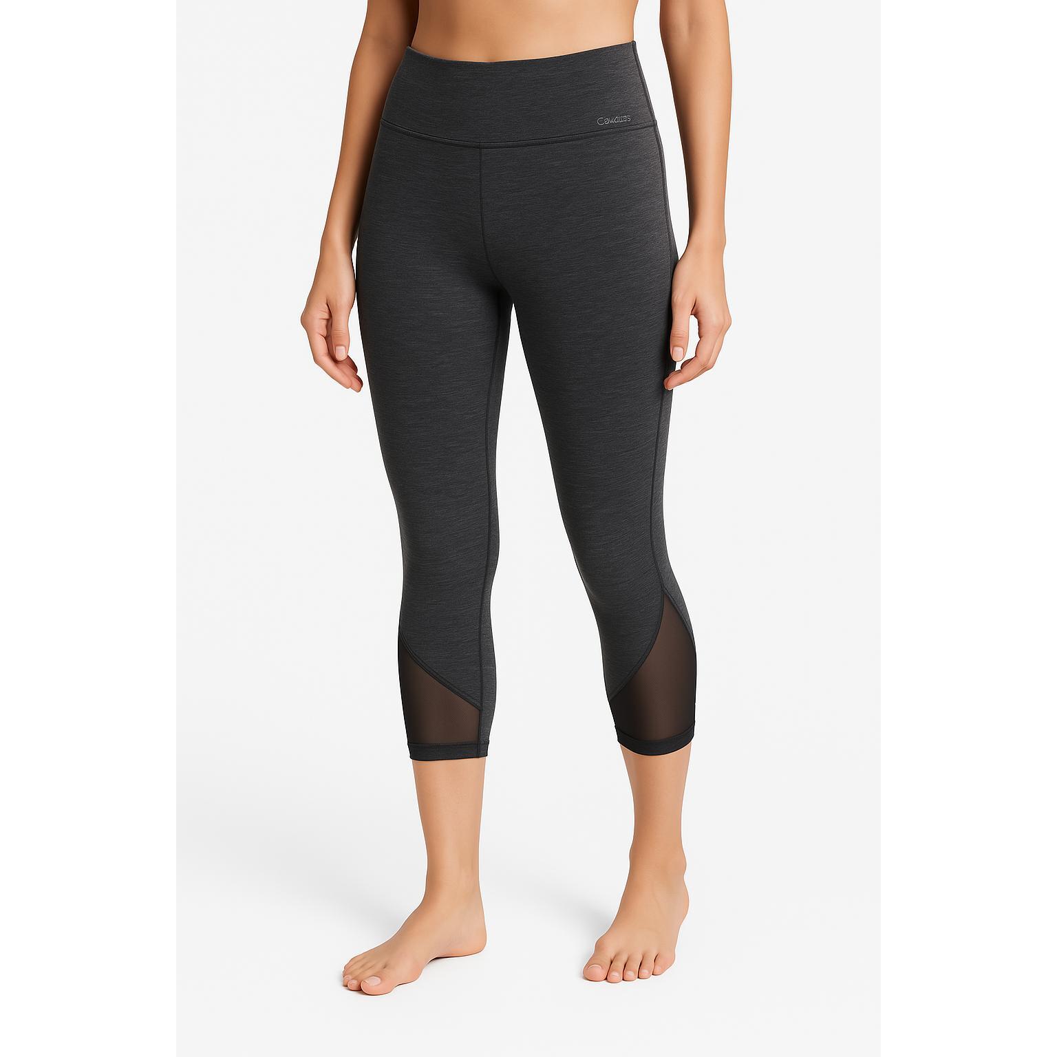 Calvin Klein Womens Gray Mid-Rise Mesh Panel Cropped Leggings Size S