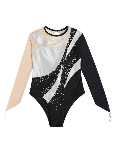 Kids Girls Dancewear Ice Skating Ballet Dance Leotard Shiny Dancing Jumpsuit - Picture 58 of 98