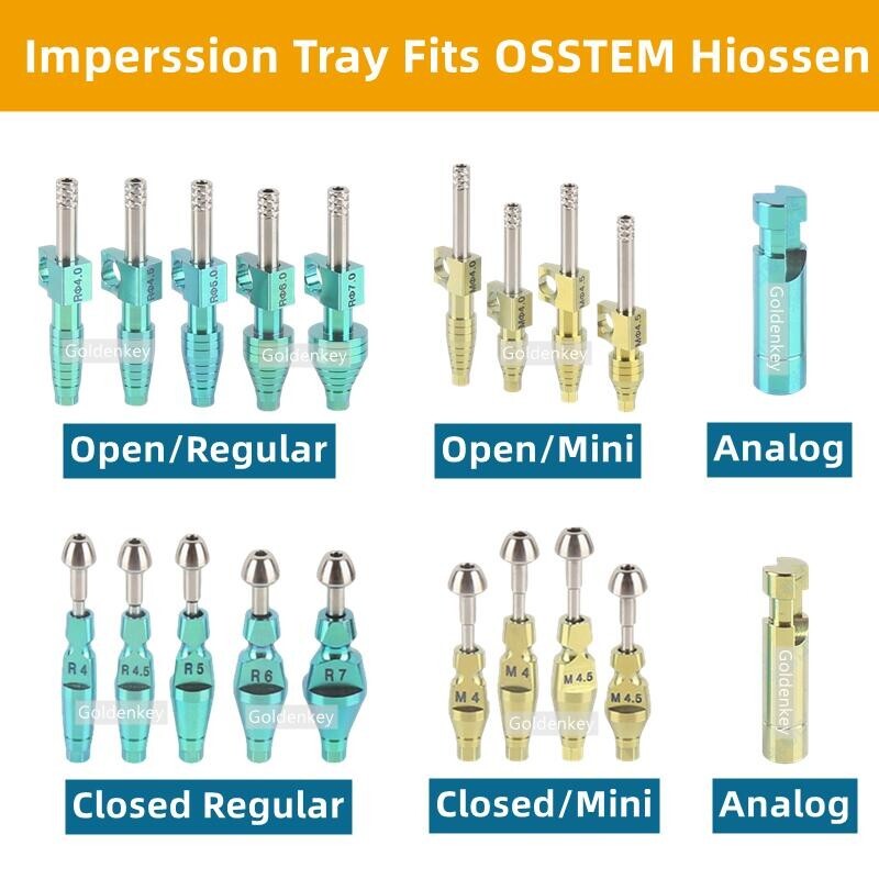 Dental Transfer Impression Coping Titanium Open Closed Tray Fits