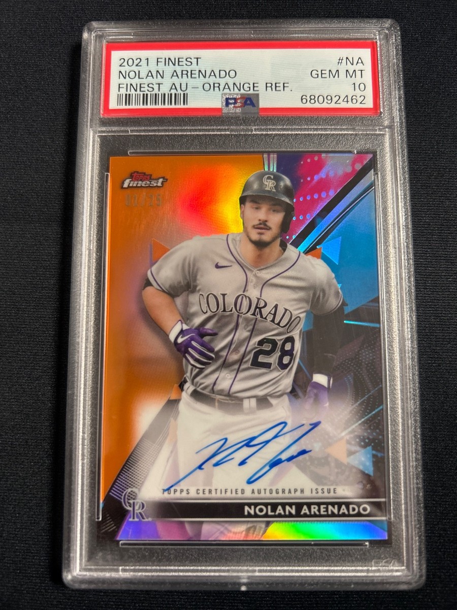 2021 NOLAN ARENADO Topps Finest AU - Orange REFRACTOR # 1/25 PSA