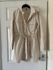 H&M Divided Women’s Shirt Dress Size EUR 38 UK 10 Cream With Belt Smart