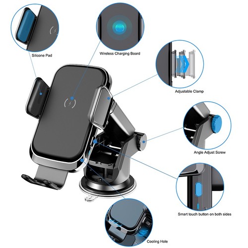 2 in 1 Car Cell Phone Wireless Fast Charger Suction Cup Holder Mount for iPhone - 第 4/7 張圖片