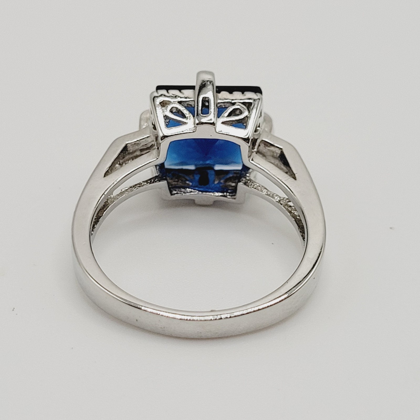 Art Deco Style Blue Square Rhinestone Silver Tone… - image 5