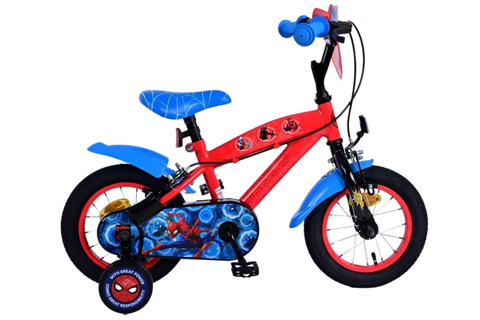Volare Ultimate Spider-Man Kinderfahrrad - Jungen - 12 Zoll - Blau/Rot - Zweihan