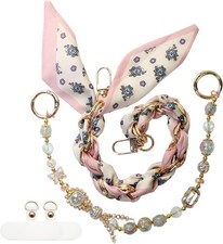 Beaded Phone Charms Wrist Strap,Cute Chain Wristlet,Gold Metal Scraf...