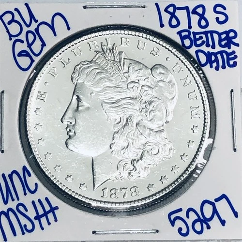 1878 S BU UNCIRCULATED MORGAN SILVER DOLLAR AUTHENTIC U.S.MINT FREESHIPPING 5297