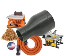 Hose Adapter for 2-1/2" Dust Collection Ports - Made in USA - Connects to Tab...