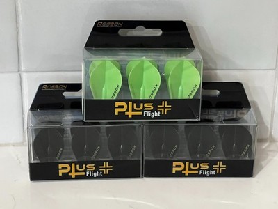 ROBSON Plus FANTAIL Dart Flights Set Lot 3 packs Flight Black Lime Green Darts
