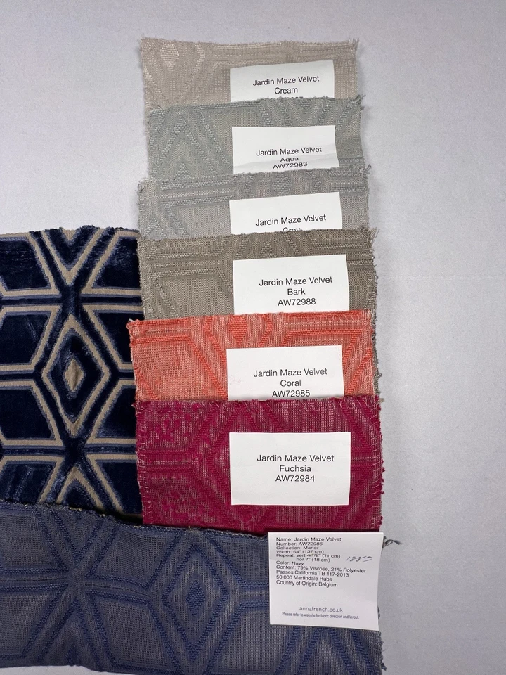Anna French Geometric Velvet Fabric Sample Set - Image 3 of 4