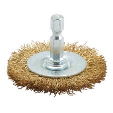 Draper Brass Steel Crimped Wire Wheel Brush 50mm 6.35mm Hex Shank 41427