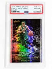 2016-17 Panini Studio Driven #DR-GA Giannis Antetokounmpo PSA 8 Milwaukee Bucks
