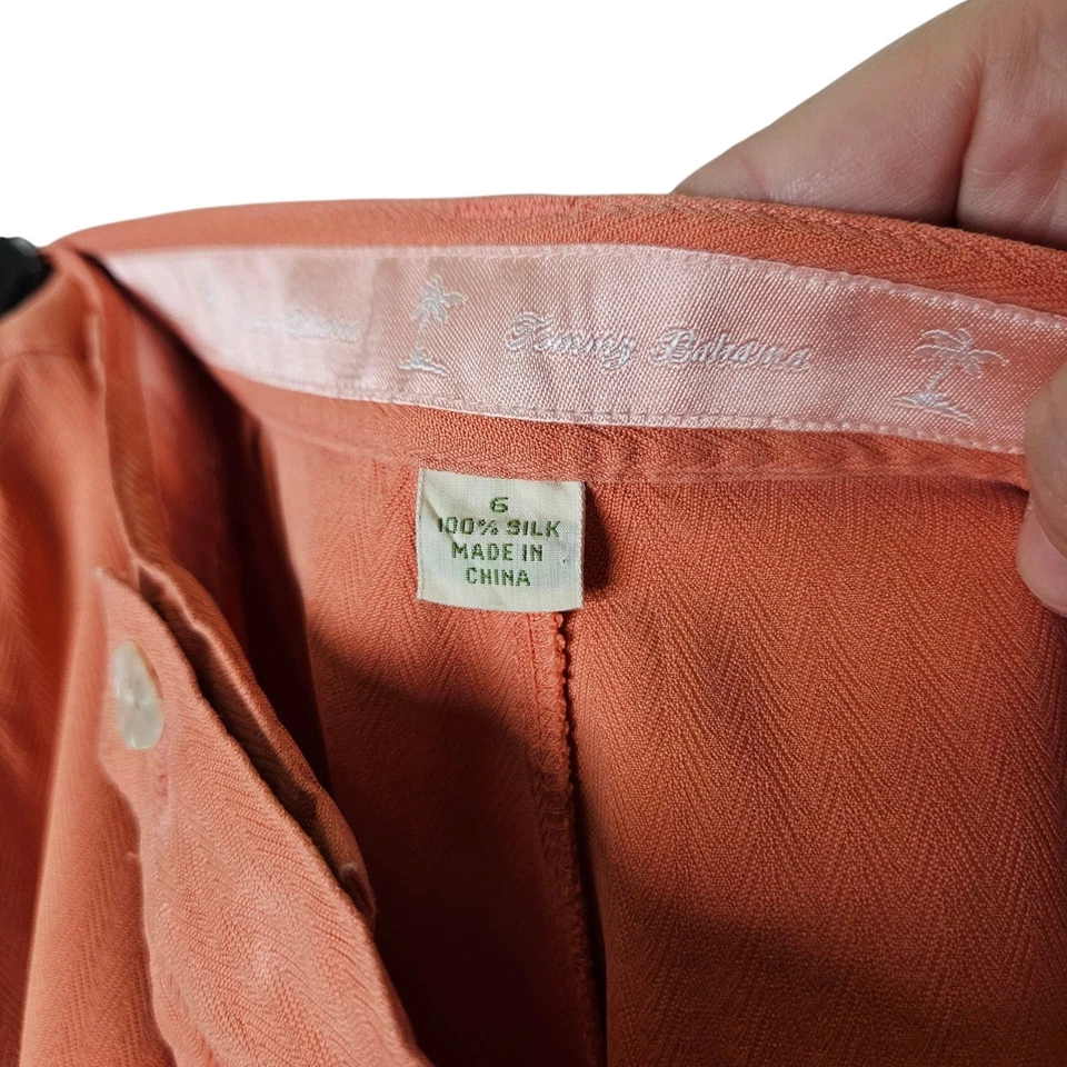 Tommy Bahama Silk Shorts High Waist Pleated Coral Vacation Resort Lightweight 6 - Image 3 of 4