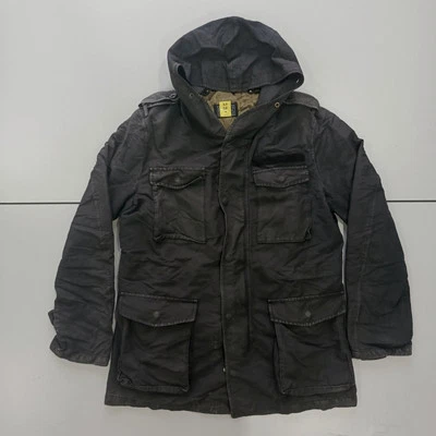 BLUE WORK Parka Jacket Vest Hooded Military Jacket Black Size L Pit22 - Image 1 of 4