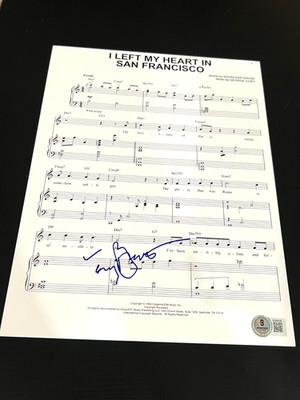 TONY BENNETT SIGNED AUTOGRAPH SHEET MUSIC LEFT MY HEART SAN FRANCISCO BECKETT D