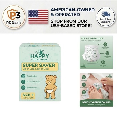 Gentle & Ultra Absorbent Disposable Diapers, Size 4, 25 Count for Infants