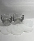 8 VINTAGE ANCHOR HOCKING CLEAR GLASS CUSTARD CUPS RAMEKINS 6oz. WITH LIDS