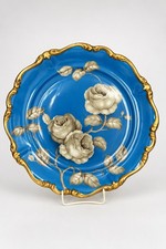 Rosenthal Pompadour Porzellan Prunkteller, Plate 30 cm Blau Rosen Gold Vintage