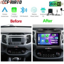 DAB+ 4+64GB Android 15 Autoradio F&uuml;r KIA Sportage 3 2010-2016 GPS Carplay FM Kam