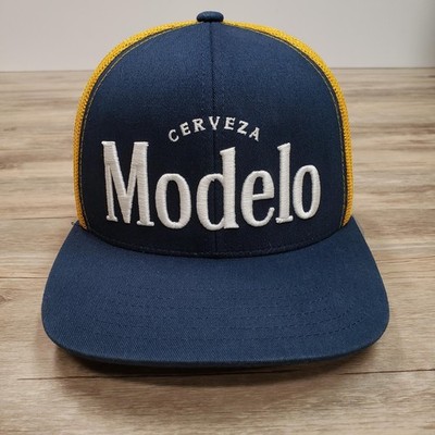 Modelo Hat Cap Snap Back Blue Yellow Mesh Trucker Embroidered Beer Promo Mens