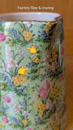 Green Tulip Chintz Floral Pitcher by Lord Nelson Pottery England Vintage - Picture 3 of 11