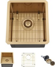 Gold Bar Sink, 13 x 15 Inch Undermount Kitchen Sink Small Wet Bar Prep 16 Gauge