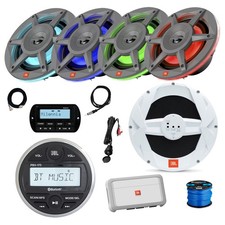 JBL Marine Gauge BT Radio,Remote, 4x 8" LED Gray Speaker, Sub, Amp, Accessories