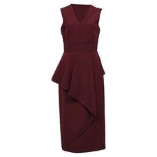 Alexander Mcqueen Peplum Midi Dress In Rayon Women Burgundy Size 38