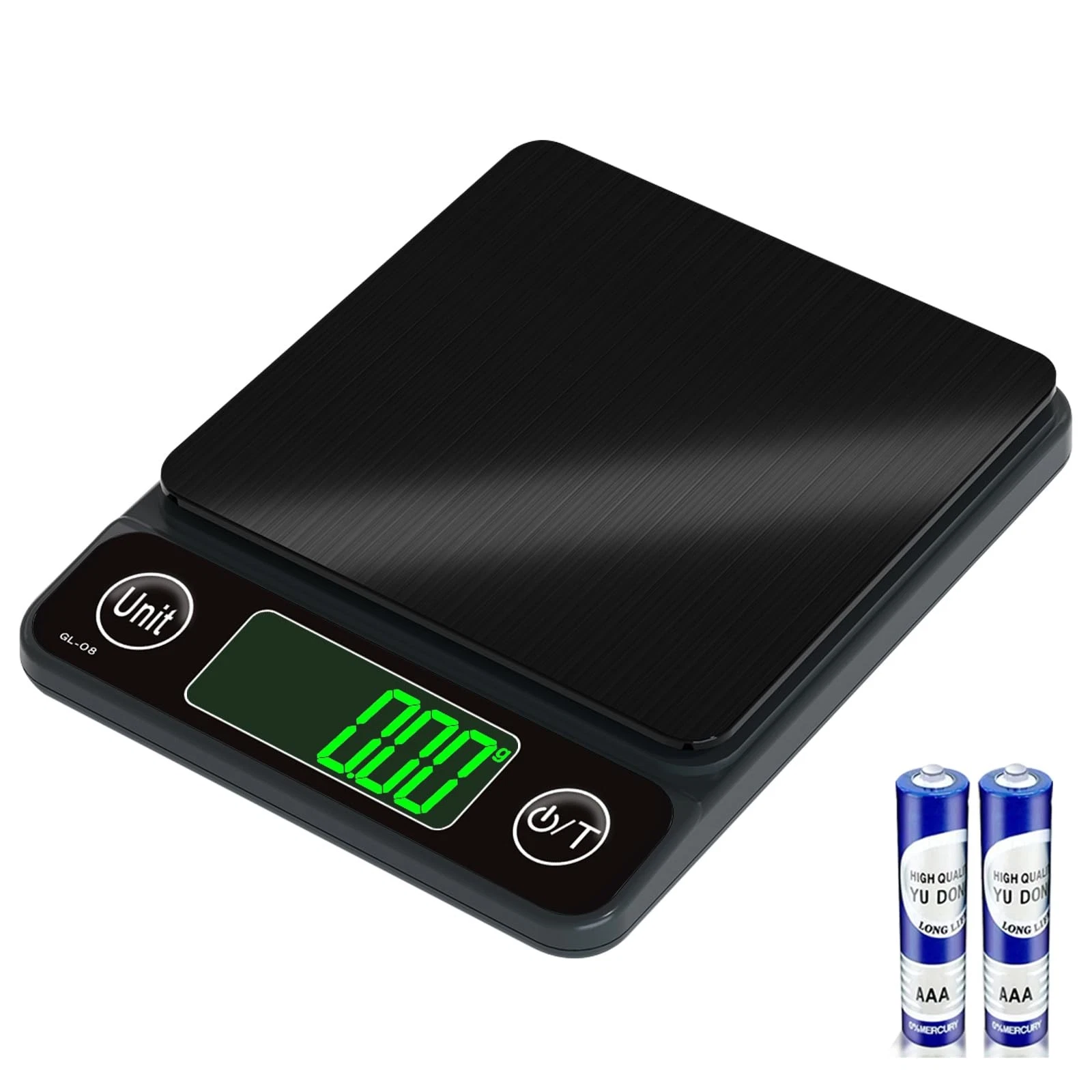 500g/0.01g Black Digital Kitchen Scale Coffee Scale with 7 Units LCD Display