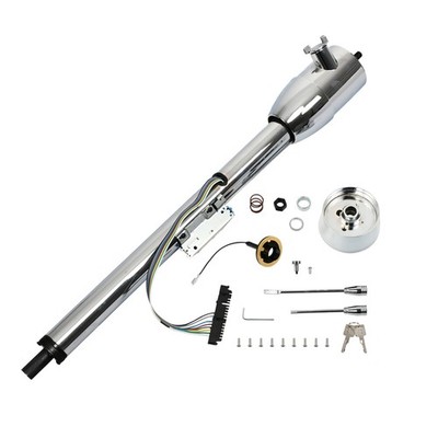 Chrome 32'' GM Tilt Manual Floor Shift Steering Column w/Ignition Key & Adapter