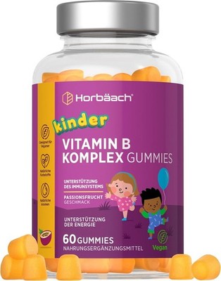 Vitamin B Komplex Kinder Gummibärchen | B Vitamine+Zink & Jod -60 Vegane Gummies