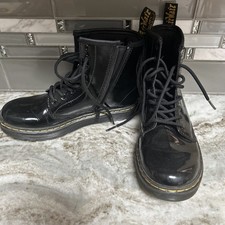 Dr. Martens Boots Big Kids Size 3 Black Patent Leather Lace-Up Combat Zipper