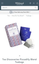 Whittard Tea Discoveries Piccadilly Blend Tea Bags Box Of 18